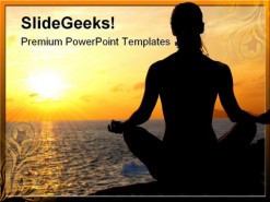 Yoga Woman Beach PowerPoint Template 0810