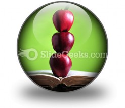 Apples On Book PowerPoint Icon C