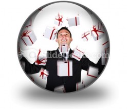 Business Man With Gifts PowerPoint Icon C