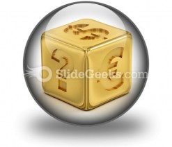Cube With Currency Signs PowerPoint Icon C
