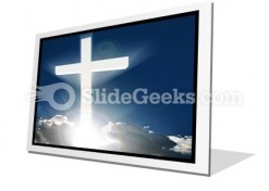 White Cross In Sky PowerPoint Icon F