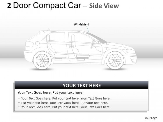 2 Door Gray Compact Car Side View PowerPoint Presentation Slides