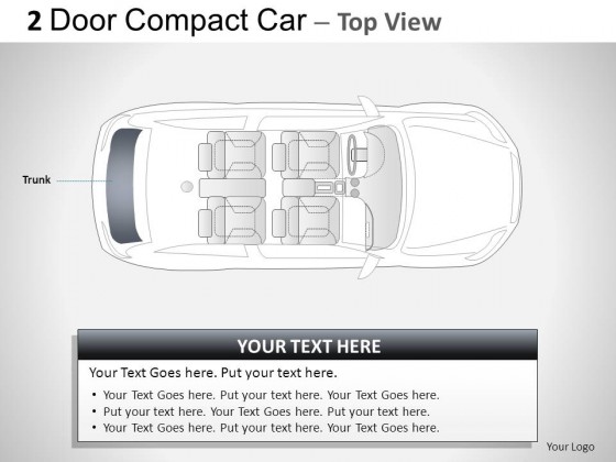 2 Door Gray Compact Car Top View PowerPoint Presentation Slides
