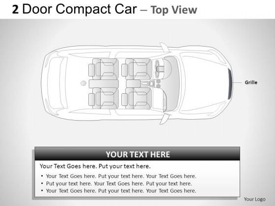 2 Door Gray Compact Car Top View PowerPoint Presentation Slides