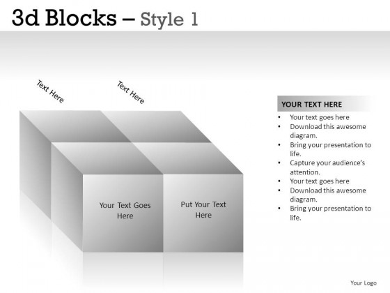 3d Blocks Style 1 PowerPoint Presentation Slides