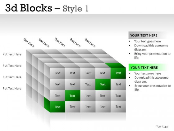 3d Blocks Style 1 PowerPoint Presentation Slides