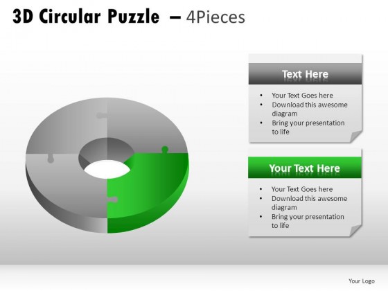 3d Circular Puzzle 4 Pieces PowerPoint Presentation Slides