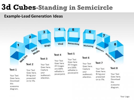 3d Cubes In Semicircle 1 PowerPoint Presentation Slides