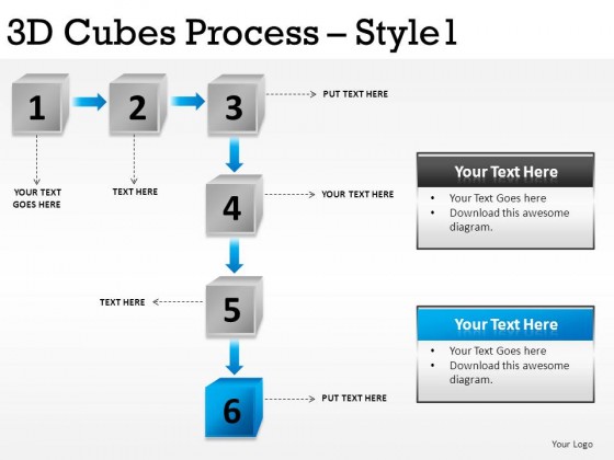 3d Cubes Process Style 1 PowerPoint Presentation Slides