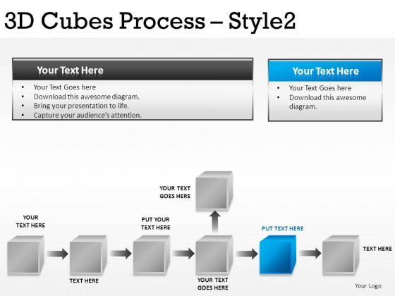 3d Cubes Process Style 2 PowerPoint Presentation Slides