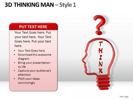 3d Thinking Man Style 1 PowerPoint Presentation Slides