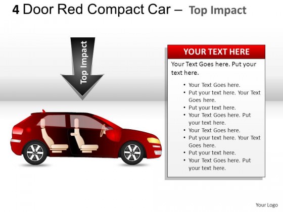 4 Door Red Car Side View PowerPoint Presentation Slides