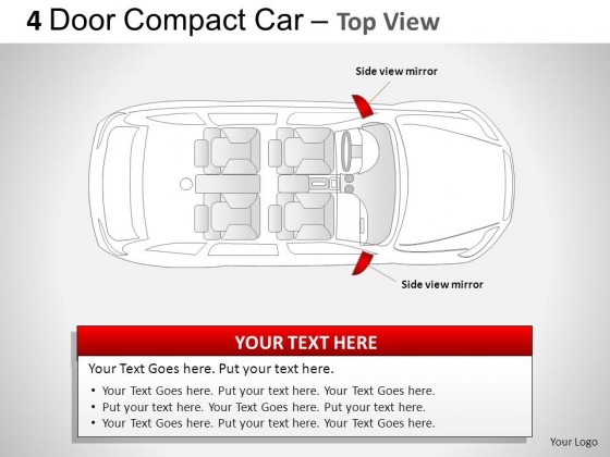 4 Door Red Car Top View PowerPoint Presentation Slides
