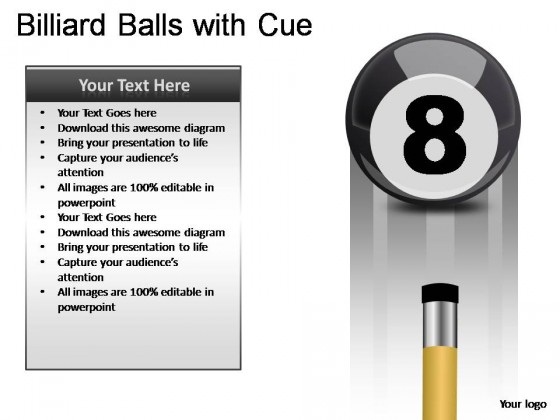 Billiard Balls With Cue PowerPoint Presentation Slides