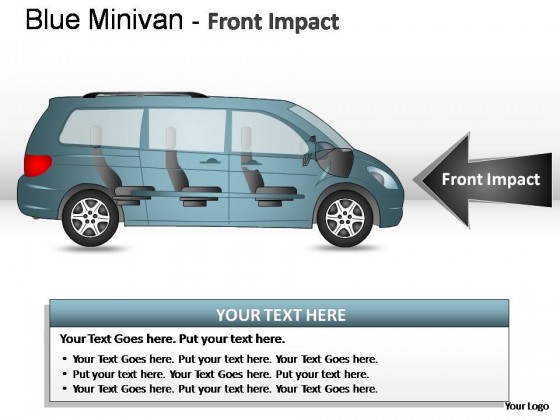 Blue Minivan Side View PowerPoint Presentation Slides