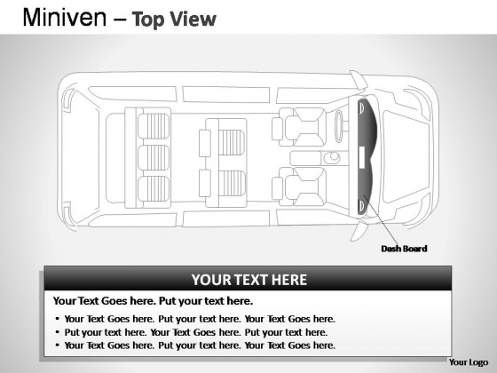 Blue Minivan Top View PowerPoint Presentation Slides