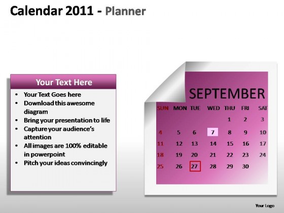 Calendar 2011 Planner PowerPoint Presentation Slides