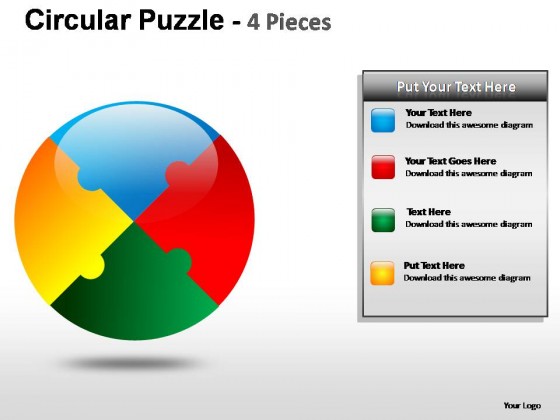 Circular Puzzle 4 Pieces PowerPoint Presentation Slides
