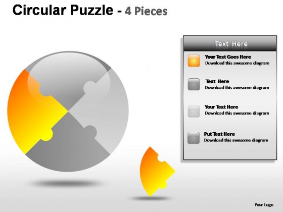 Circular Puzzle 4 Pieces PowerPoint Presentation Slides