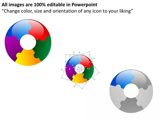 Circular Puzzle With Center 5 PowerPoint Presentation Slides