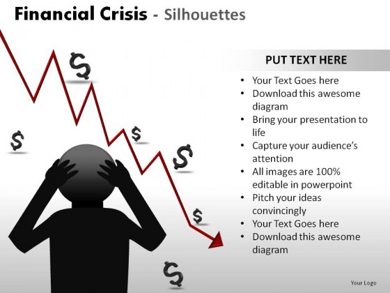 Financial Crisis Silhouettes PowerPoint Presentation Slides