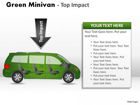 Green Minivan Side View PowerPoint Presentation Slides