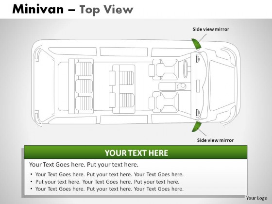 Green Minivan Top View PowerPoint Presentation Slides
