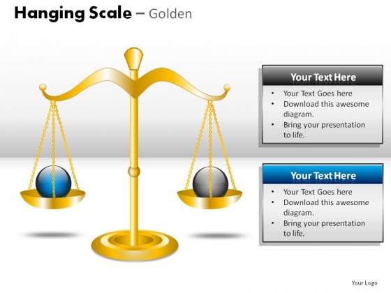 Hanging Scale Golden PowerPoint Presentation Slides