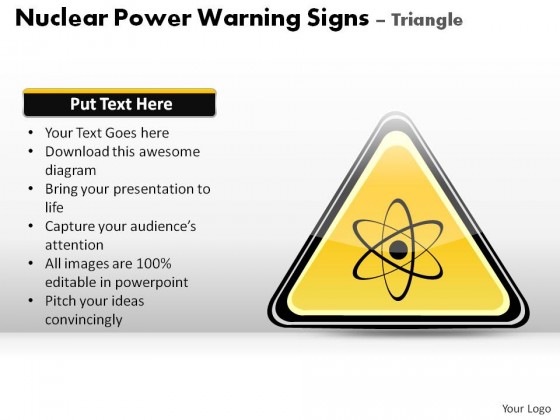 Nuclear Power Warning Signs Triangle PowerPoint Presentation Slides
