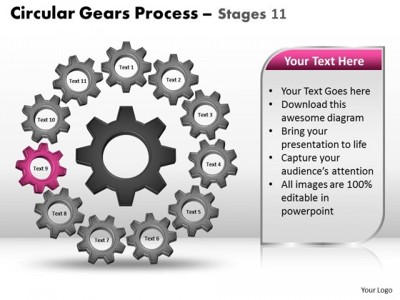 PowerPoint Template Business Circular Gears Process Ppt Slides