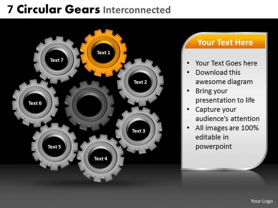 PowerPoint Template Chart Circular Gears Ppt Slides