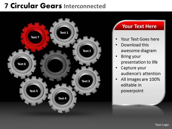 PowerPoint Template Chart Circular Gears Ppt Slides