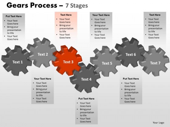 PowerPoint Template Diagram Gears Process Ppt Slides