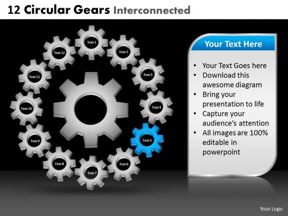 PowerPoint Template Education Circular Gears Ppt Slides