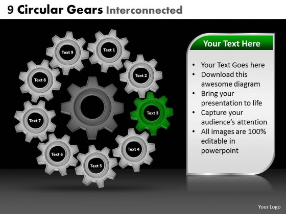 PowerPoint Template Global Circular Gears Ppt Slides