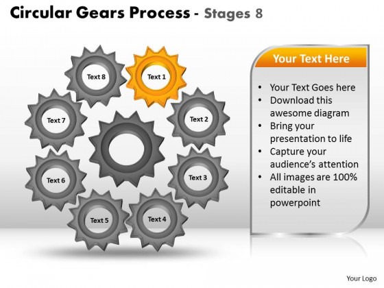 PowerPoint Template Global Circular Gears Process Ppt Slides