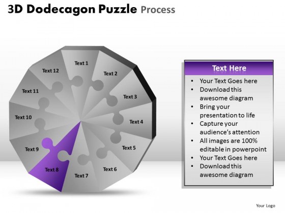 PowerPoint Template Graphic Dodecagon Puzzle Process Ppt Slides