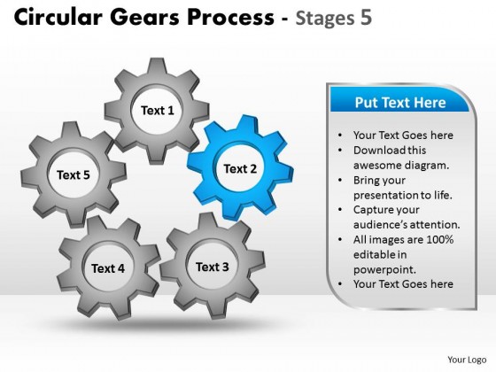 PowerPoint Template Leadership Circular Gears Process Ppt Slides