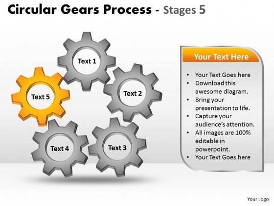 PowerPoint Template Leadership Circular Gears Process Ppt Slides
