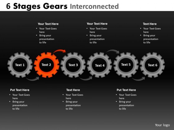 PowerPoint Template Leadership Gears Internconnected Ppt Slides