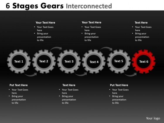 PowerPoint Template Leadership Gears Internconnected Ppt Slides