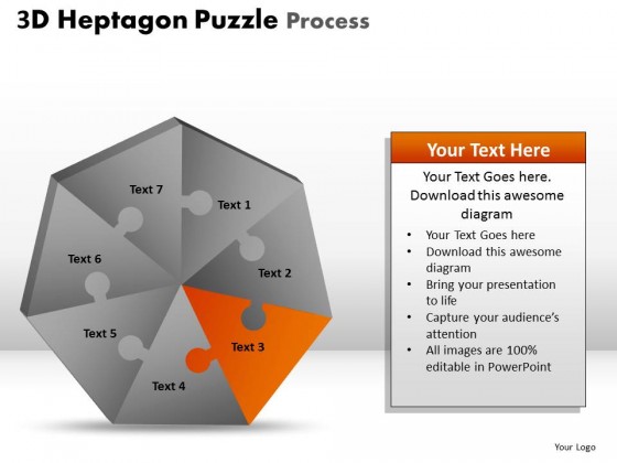 PowerPoint Template Leadership Heptagon Puzzle Process Ppt Slides