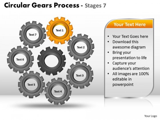 PowerPoint Template Marketing Circular Gears Process Ppt Slides