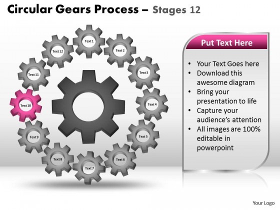 PowerPoint Template Process Circular Gears Process Ppt Slides