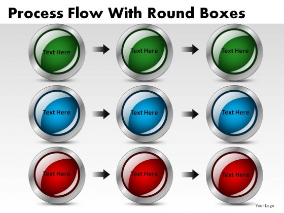 Process Flow With Round Boxes PowerPoint Presentation Slides