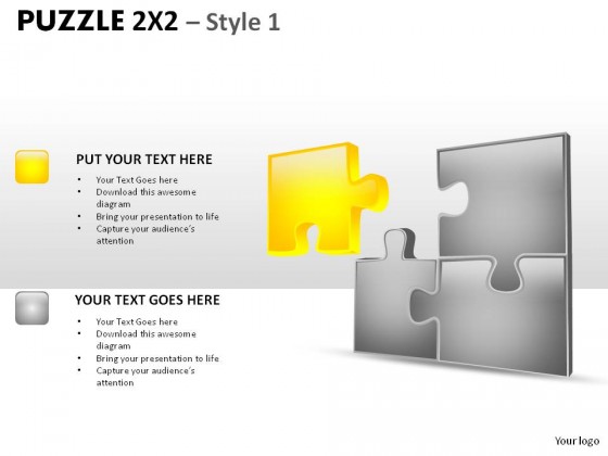 Puzzle 2x2 Style 1 PowerPoint Presentation Slides