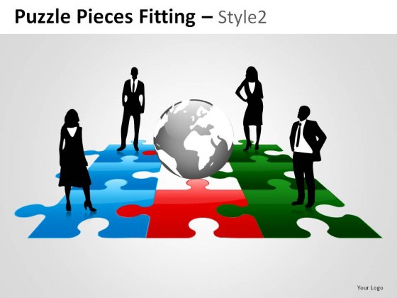 Puzzle Pieces Fitting Style 2 PowerPoint Presentation Slides