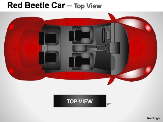 Red Beetle Car Top View PowerPoint Presentation Slides