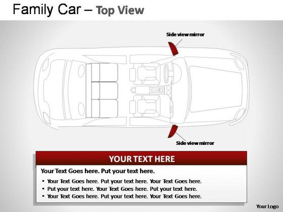 Red Family Car Top View PowerPoint Presentation Slides