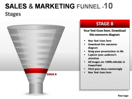 Sales And Marketing Funnel 10 Stages PowerPoint Presentation Slides
